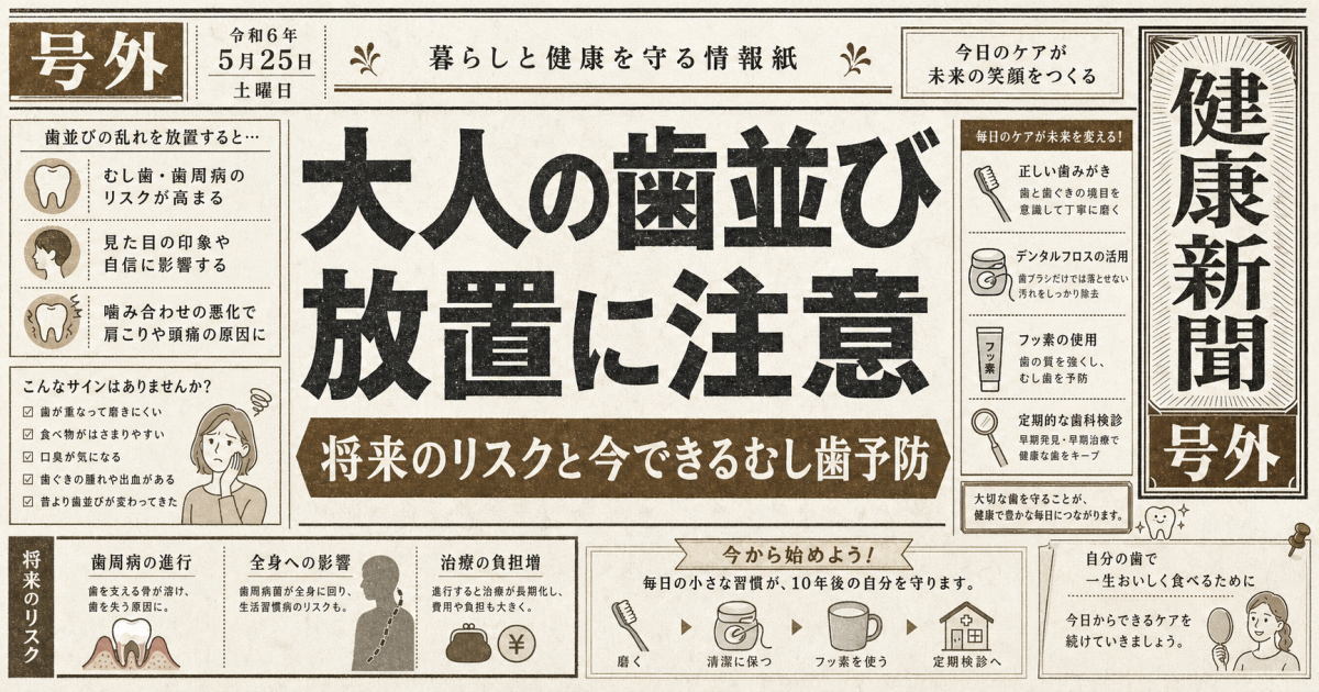 大人の歯並び放置はNG？将来の影響・リスクと今できるむし歯予防