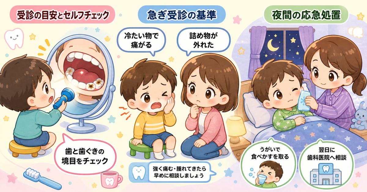 【受診の目安】すぐ受診すべき状態と家庭でできる初期むし歯セルフチェック